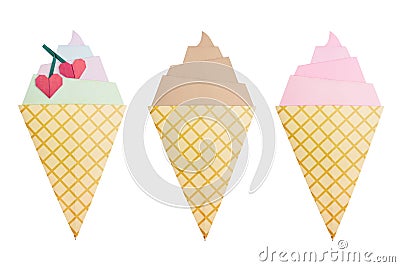 Ice cream origami in the cone Stock Photo