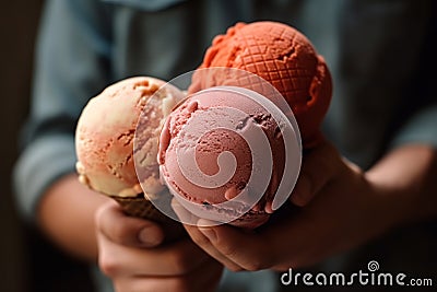 Ice Cream at an Outdoor Marketplace. Generative AI Stock Photo