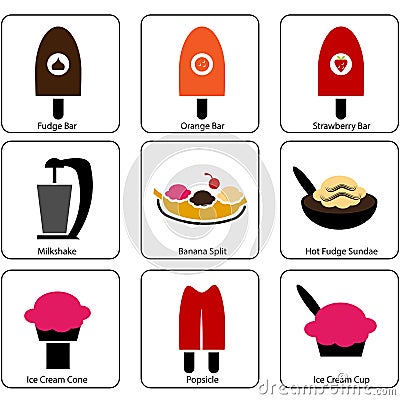 Ice Cream Parlor Icons Vector Illustration