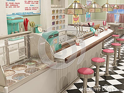 Ice Cream Parlor, Siop, Confections, Restaurant Stock Photo