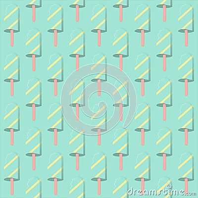 Ice Cream pattern in pistachio, strawberry and lemon sorbet colors Stock Photo