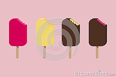 Ice cream on a pink background. Vector Illustration