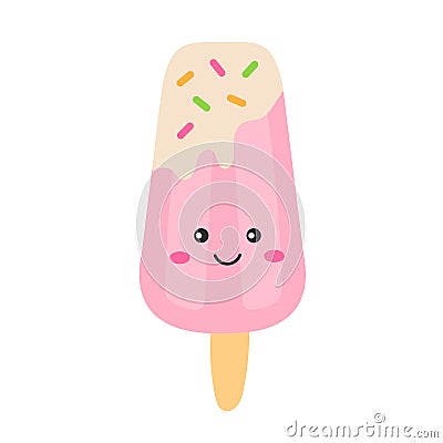 Ice cream pink popsicle Vector Illustration