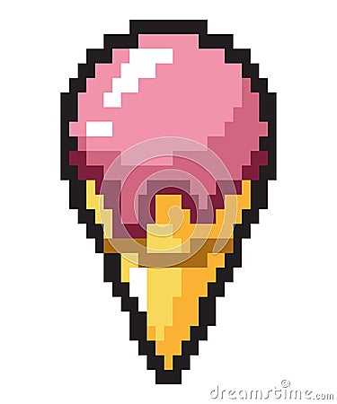 ice cream pixel art Vector Illustration