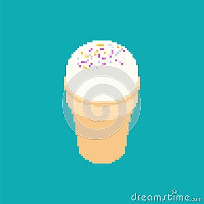 Ice cream pixel art. Sweets 8 bit Vector Illustration