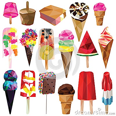 Ice cream and popsicle set Vector Illustration