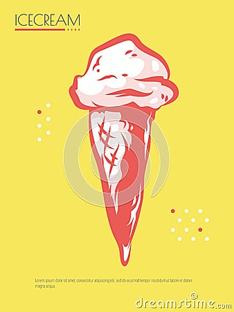 Ice cream poster with cool design Vector Illustration