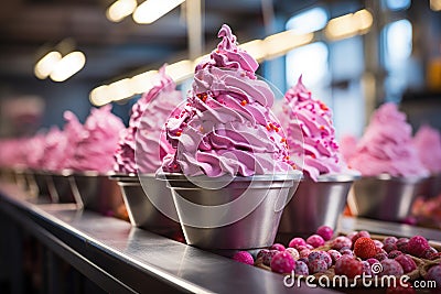 Ice cream production line Stock Photo