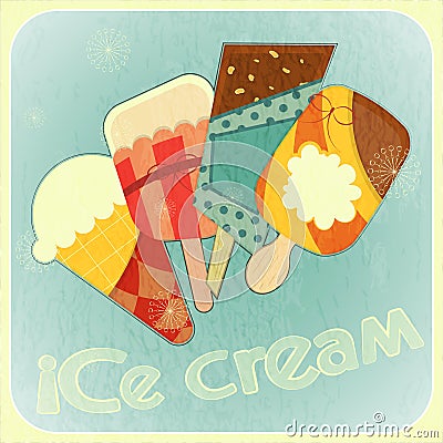 Ice cream retro menu cover Vector Illustration