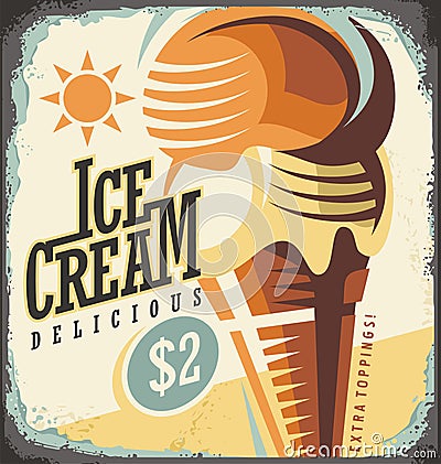 Ice cream retro poster design concept Vector Illustration