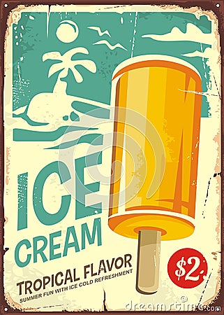 Ice cream retro poster design Vector Illustration