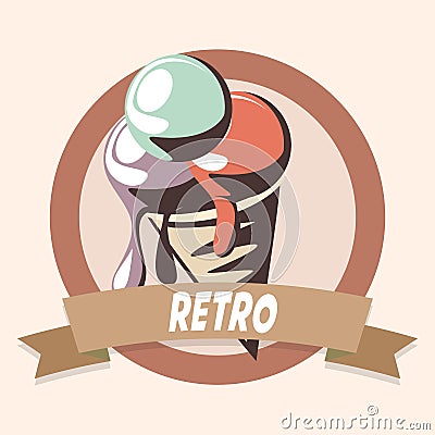 Ice cream retro shopping vintage label Vector Illustration