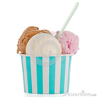 Ice cream scoop in paper cup Stock Photo