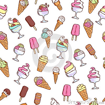 Ice cream seamless pattern. Vector Illustration