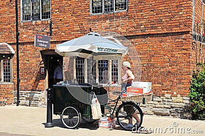 Ice Cream seller, Stratford-upon-Avon. Editorial Stock Photo