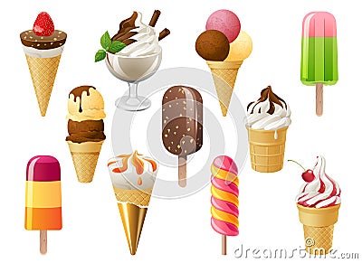 Ice cream set Vector Illustration