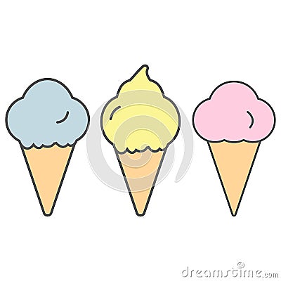 Ice cream set icon isolated on the white background Vector Illustration