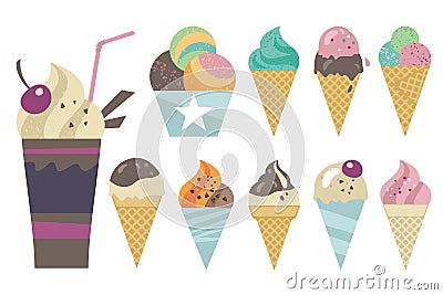 Ice cream set Vector Illustration