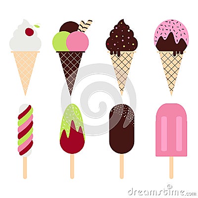 Ice cream set Vector Illustration