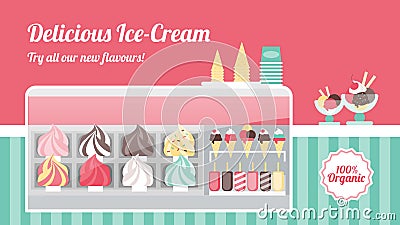 Ice cream shop banner Vector Illustration