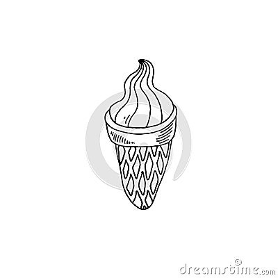 Ice cream sketch drawing icon summer themed Vector Illustration