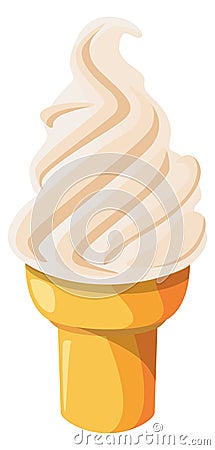 Ice cream soft swirl milk dessert cartoon icon Vector Illustration