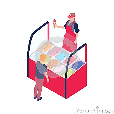 Ice Cream Stall Icon Vector Illustration