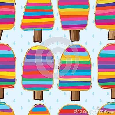 Ice cream stick sugar colorful drop seamless pattern Vector Illustration