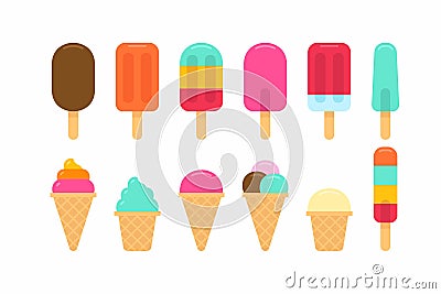 Ice cream on a stickColorful Different ice cream icon Vector Illustration