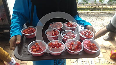 Ice Cream Strawberry at Agro Technology Park in MARDI Cameron Highlands Malaysia. Editorial Stock Photo