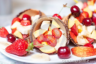 Ice cream strawberry with fruits Stock Photo