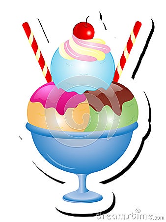 Ice Cream Sundae Vector Illustration Stock Photo