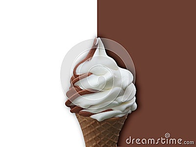 Ice cream swirl fresh in summer holidyas chocolate and cream Stock Photo