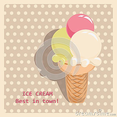 Ice cream. Three-in-one. Vector Illustration