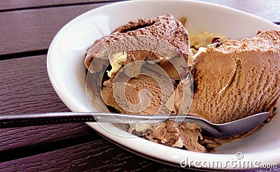 Ice cream of three types of chocolate Stock Photo
