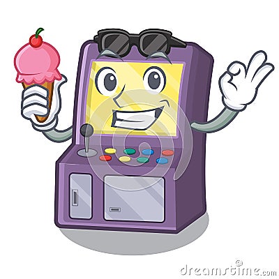 With ice cream toy arcade machine in cartoon drawer Vector Illustration