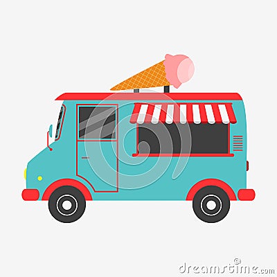 Ice cream truck. Vector illustration. Vector Illustration