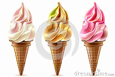 ice cream vector on white Generative AI Vector Illustration