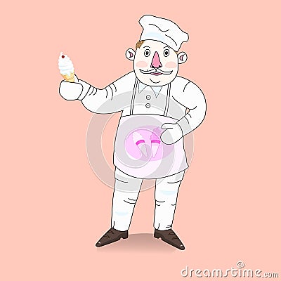 Ice cream vendor. Vector Illustration