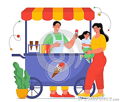 Ice cream vendor vector concept Vector Illustration
