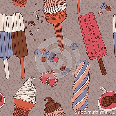 Ice cream vintage card Vector Illustration