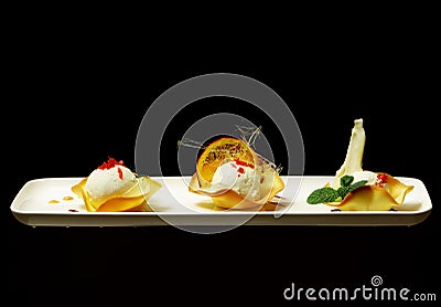 Ice cream in wafer cups Stock Photo