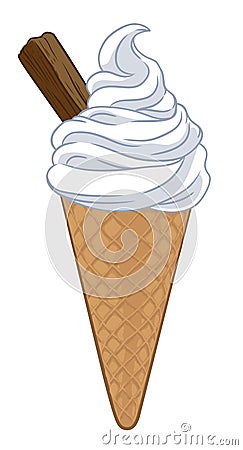 Ice Cream Cone Cartoon Illustration Vector Illustration