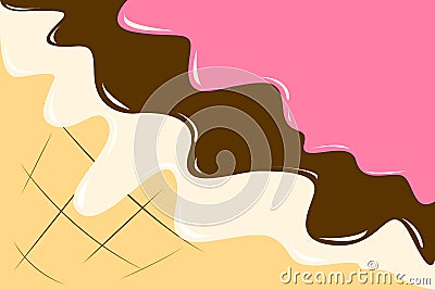 Ice cream waffle cone berry, chocolate and vanilla topping vector illustration Vector Illustration