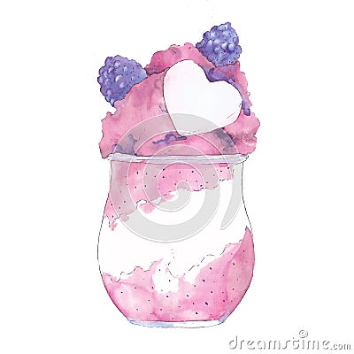 Ice cream. Watercolor illustration with the taste of summer. Cartoon Illustration