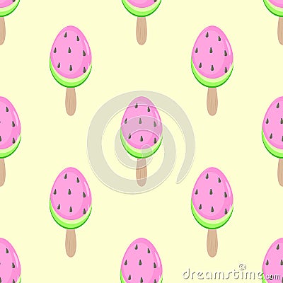 Ice cream watermelon seamless pattern vector Vector Illustration