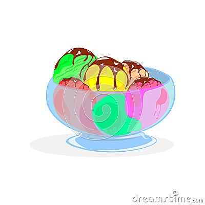 Ice cream that will cool the ardor of the most discerning sweet lover Vector Illustration