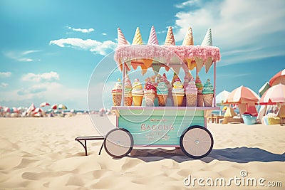 Ice creame cart . Ai generated image Stock Photo