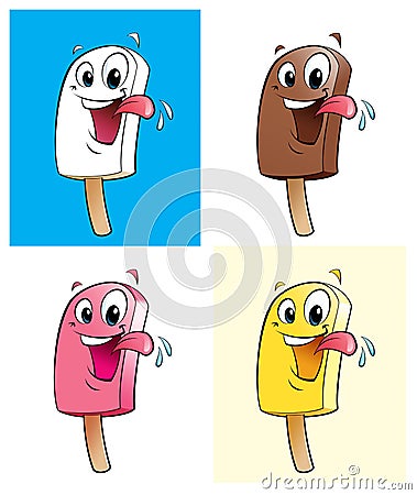 Happy cartoon character ice creams Stock Photo