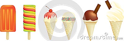 Ice creams and lolly Vector Illustration